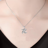 S925 Sterling Silver Windmill Women's Necklace Pendant Collar Chain Obsesie