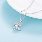 S925 Sterling Silver Windmill Women's Necklace Pendant Collar Chain Obsesie