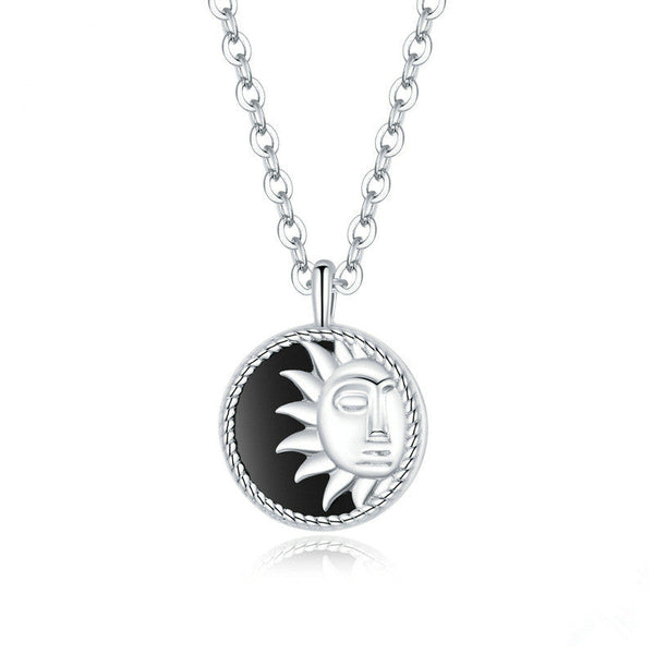 S925 silver Sterling Shining Sun and Moon Necklace for men and women fashion Obsesie