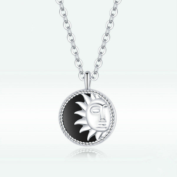 S925 silver Sterling Shining Sun and Moon Necklace for men and women fashion Obsesie