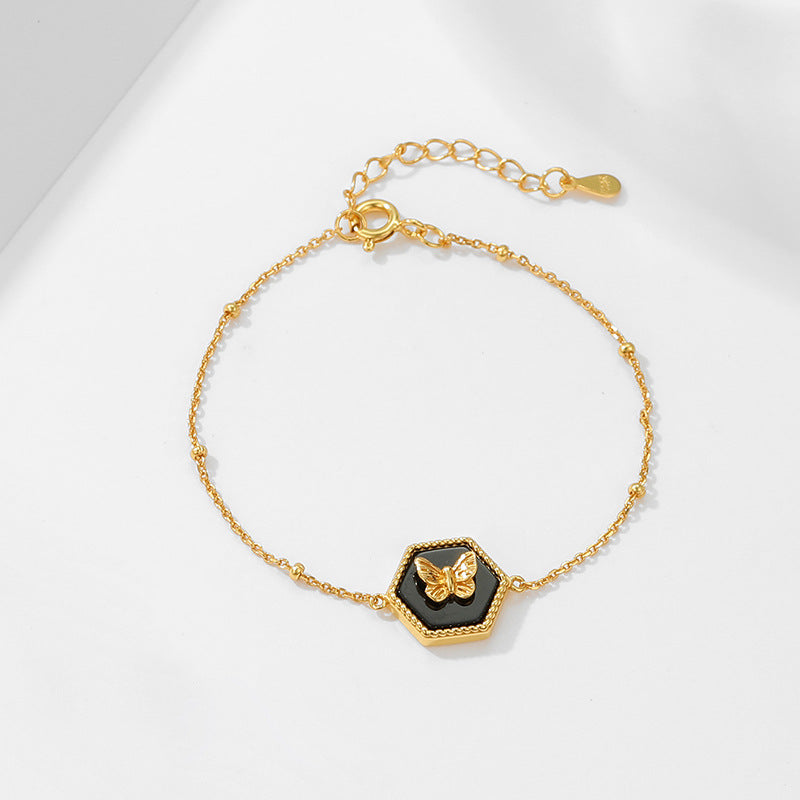 Small Hexagon Butterfly Shell Bracelet