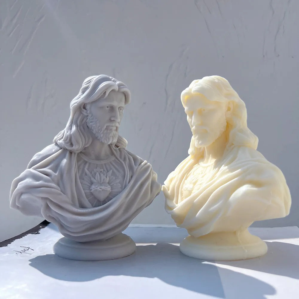 Angled bust castings with draped shoulders and round bases