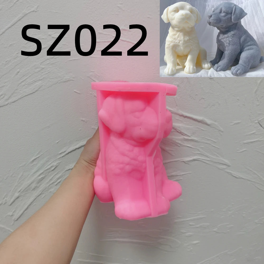 Pink SZ022 puppy mold with matching dog examples