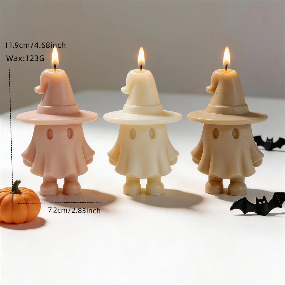 Ghost size graphic showing 11.9 cm height, 7.2 cm base and 123 g wax
