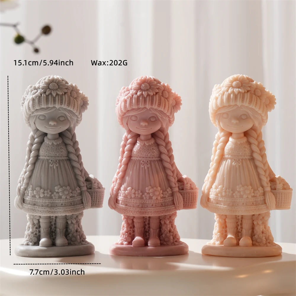 Flower girl casting size diagram showing 15.1 cm height, 7.7 cm base width and 202 g wax