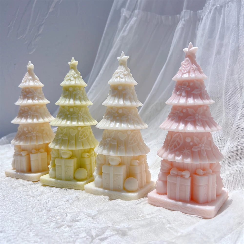 Pastel Christmas tree castings on rectangular bases