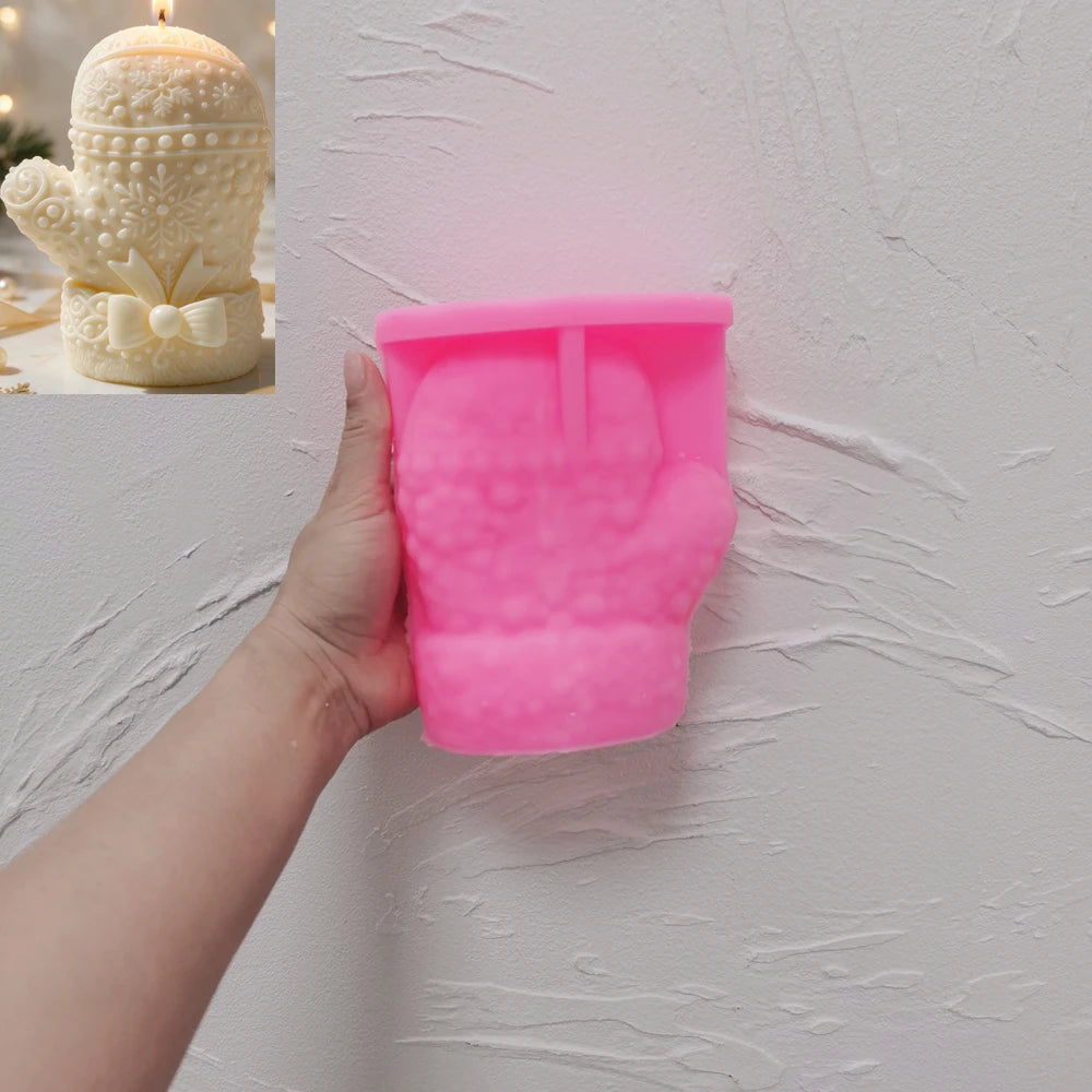 Pink silicone winter motif mold with finished rounded casting inset