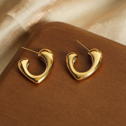 Stainless Steel Heart-Shaped Earrings