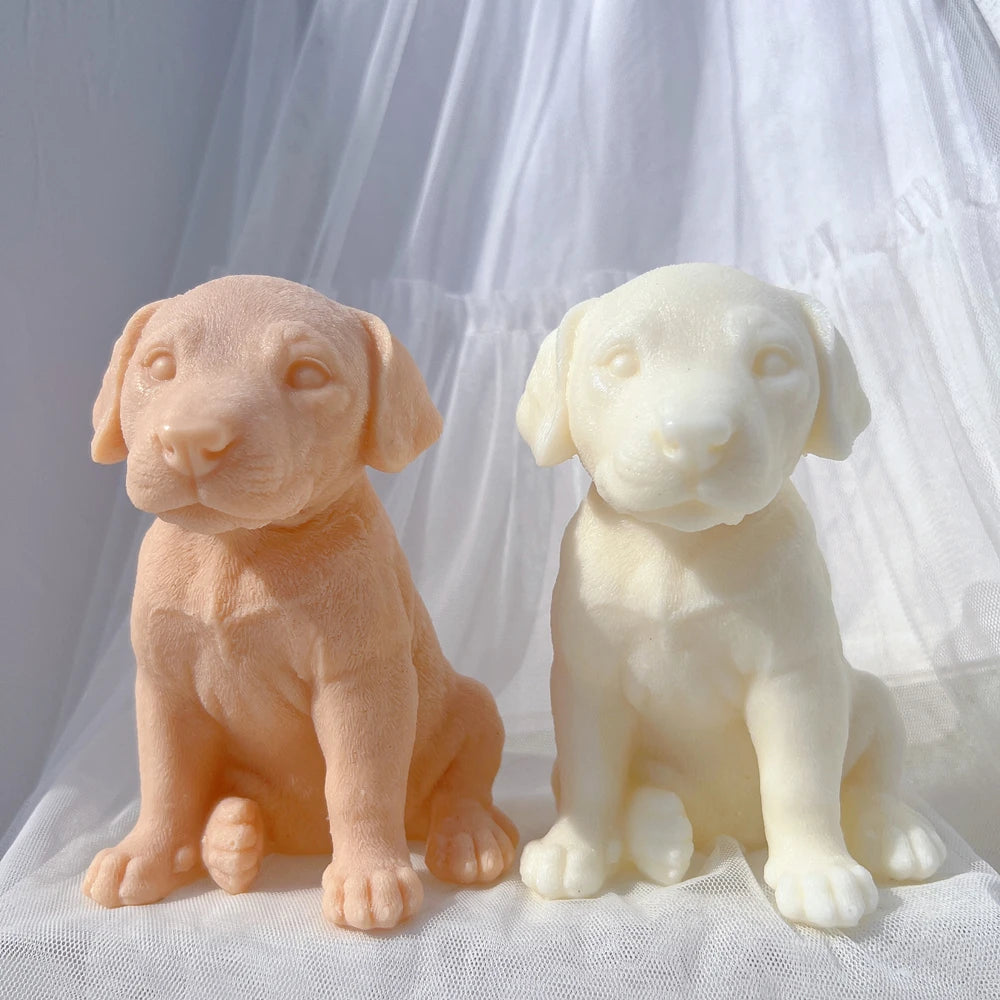Peach and cream seated puppy castings with short floppy ears