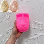 Pink silicone floral bunny-face egg mold
