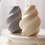 Angled view of lattice-textured spiral pillars