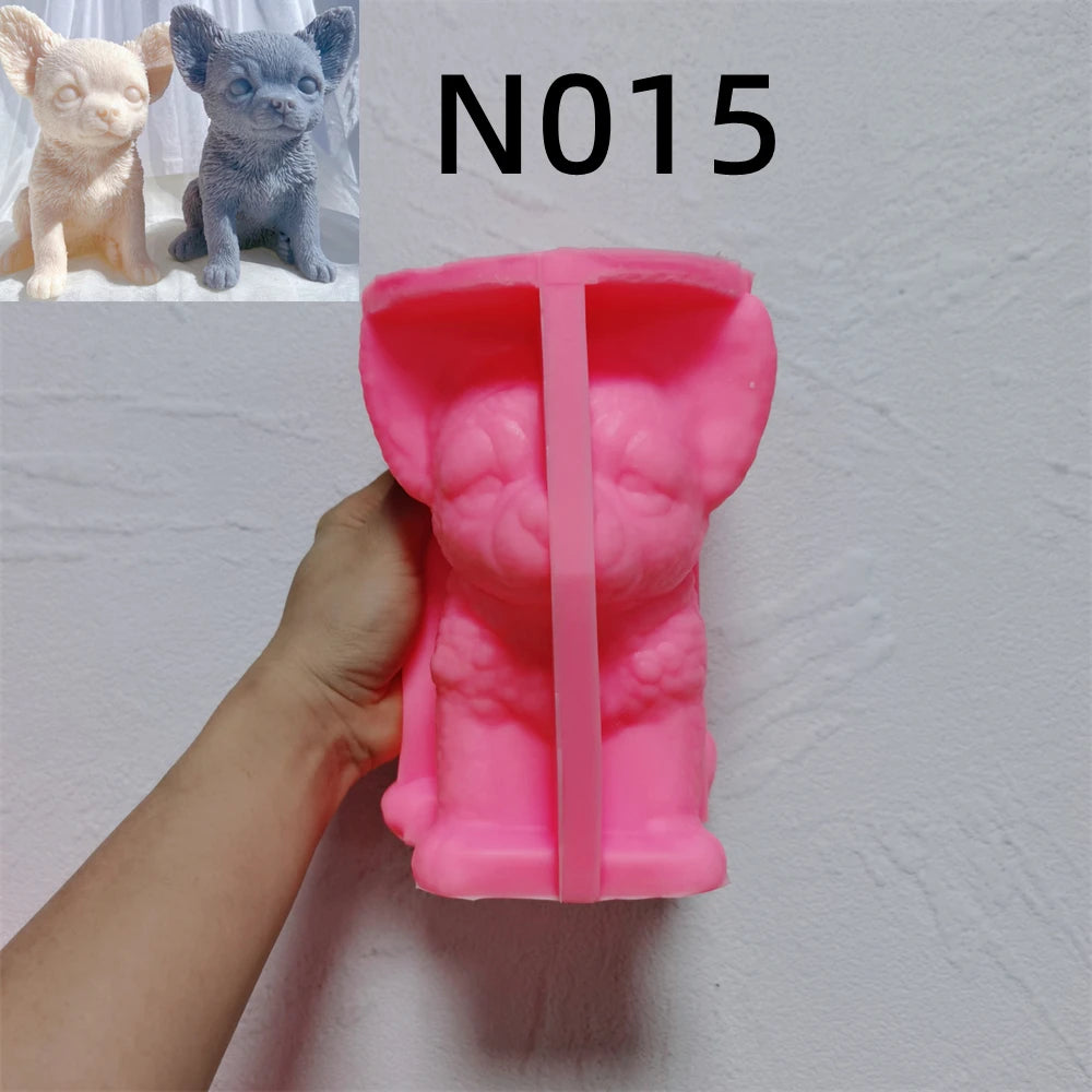 Pink silicone mold for big-ear puppy design N015