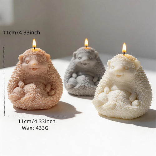 Hedgehog finished candle measuring 11 cm tall and wide estimated 433 g wax