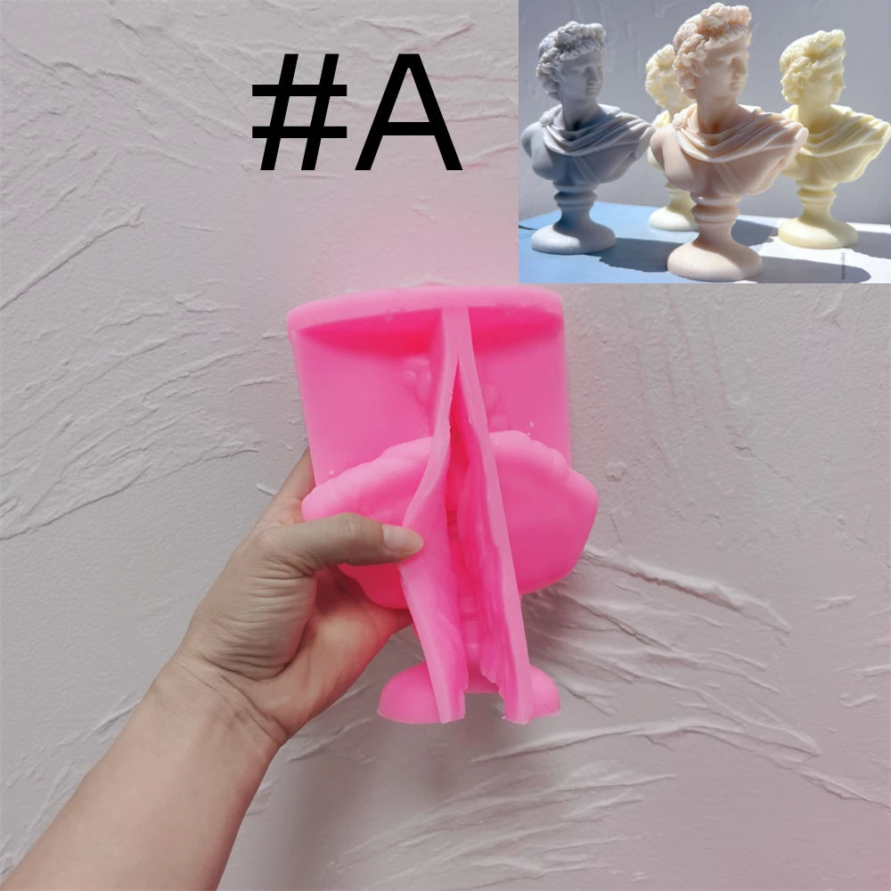 Pink silicone mold labeled style A for curly-hair classical bust