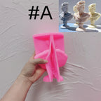 Pink silicone mold labeled style A for curly-hair classical bust
