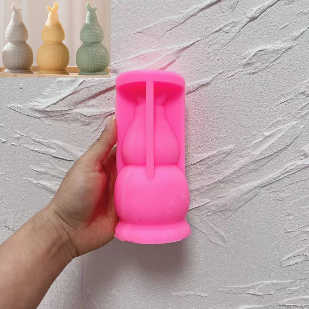 Pink silicone mold for shorter crescent pillar candle design