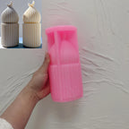 Pink silicone Fluted Dome Pillar mold held open