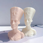 Front view of tall headdresses and detailed bust faces