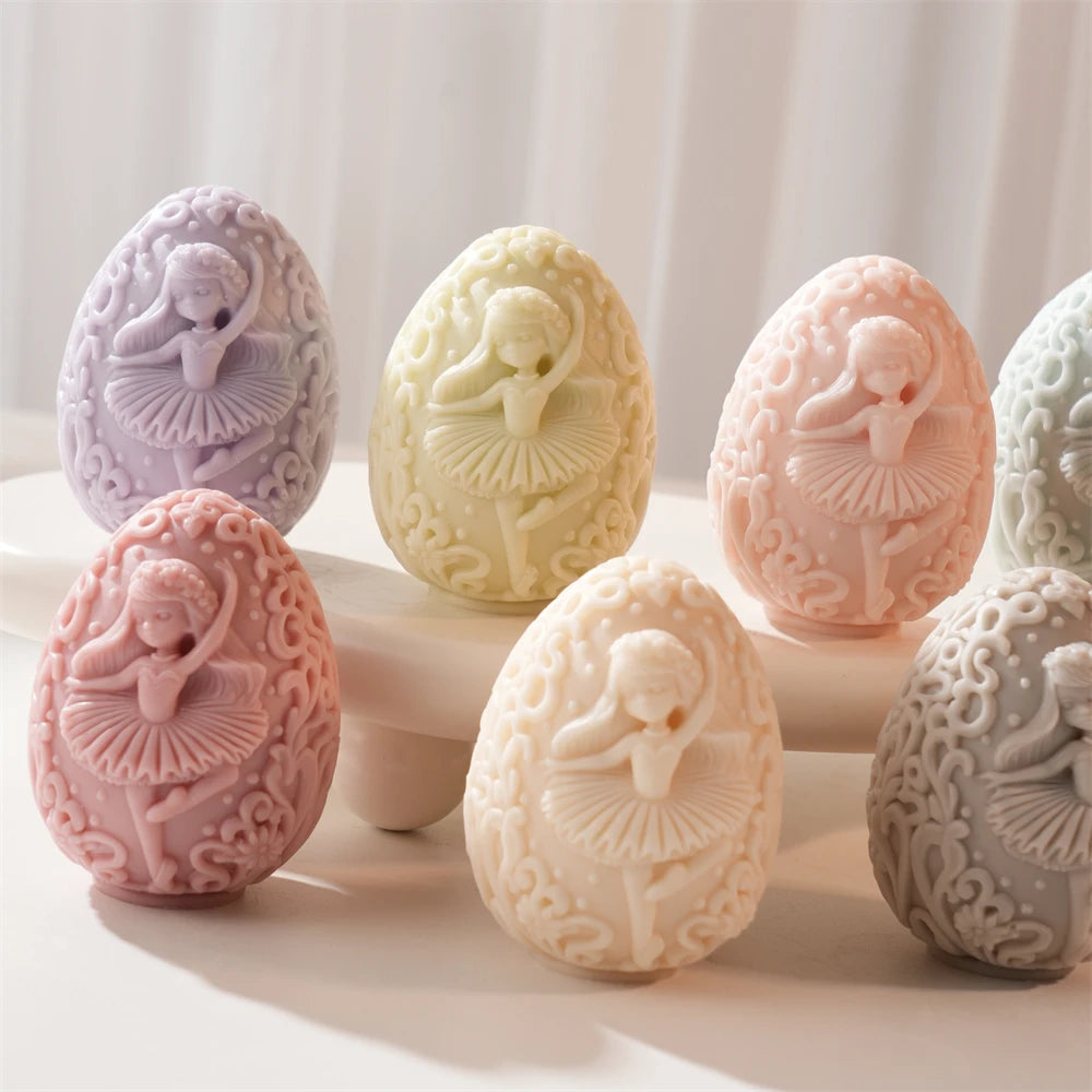 Pastel ornamental eggs with ballerina front details
