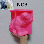 Pink silicone mold for pug-style puppy design N03