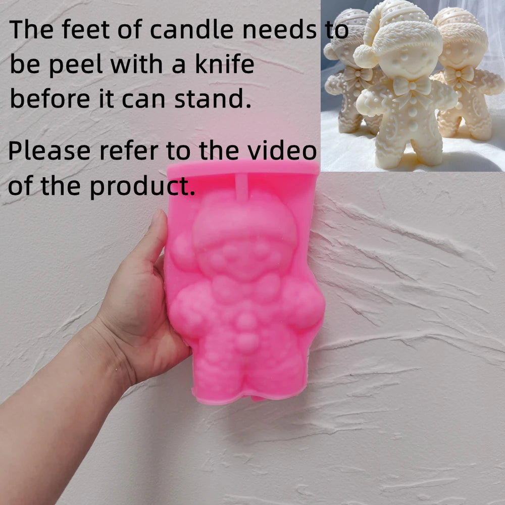 Pink silicone mold for winter hat gingerbread man; base finishing guidance