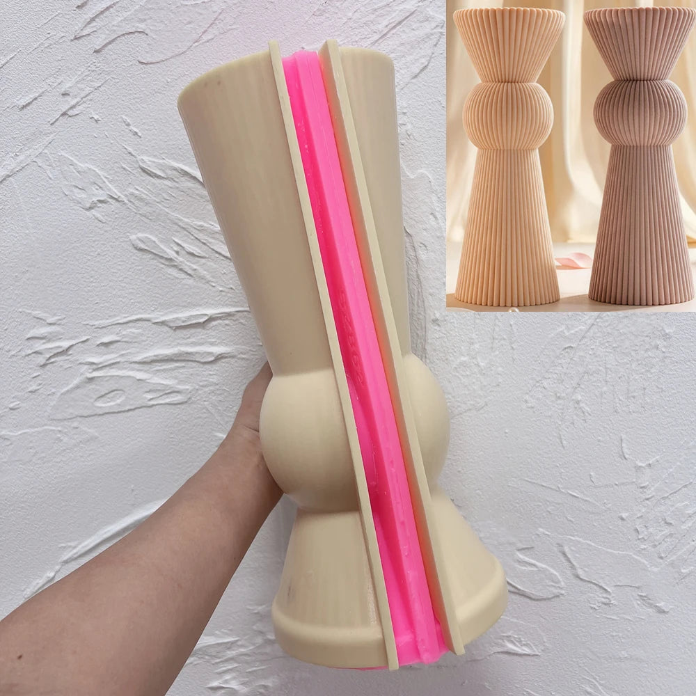 Supported silicone mold for the 30 cm single-sphere design held in a hand