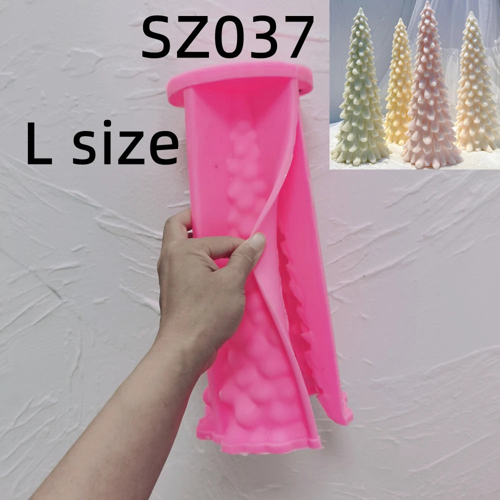 Pink silicone mold for large snowy Christmas tree style SZ037