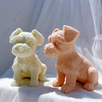 Peach and pale yellow schnauzer puppy figurine candle samples