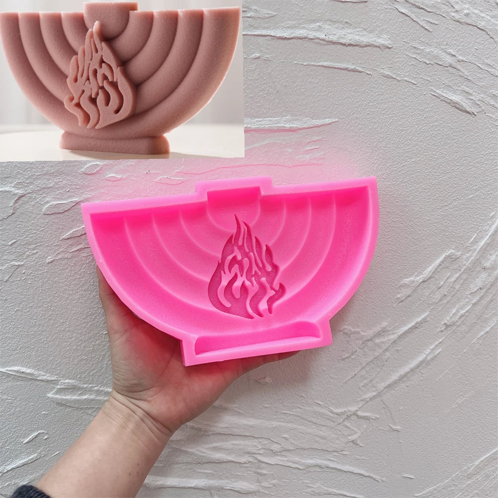 Pink silicone menorah relief mold