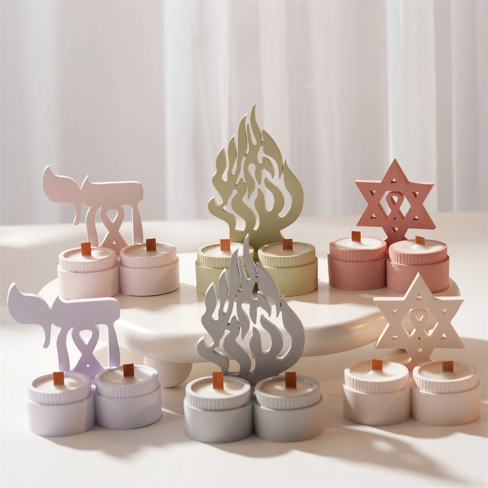 Decorative star horn and flame motif castings in several finished colors