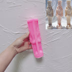 Pink silicone tall hat standing nutcracker mold held open