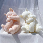 Side view of cats clasping their tails in front paws