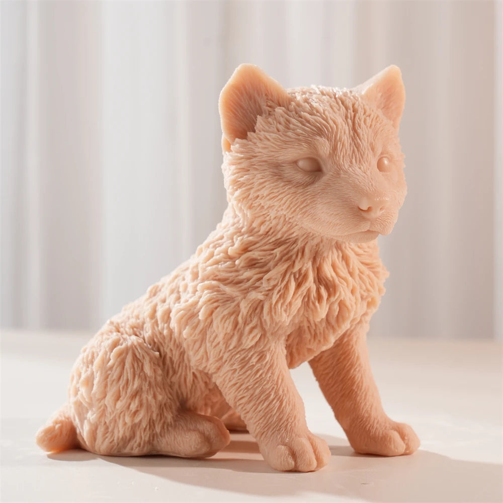 Angled wolf cub casting with front paws and curled tail