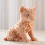 Angled wolf cub casting with front paws and curled tail