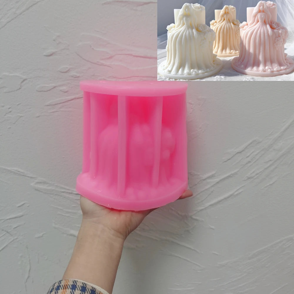 Pink Two Layers Design mold beside long gown examples