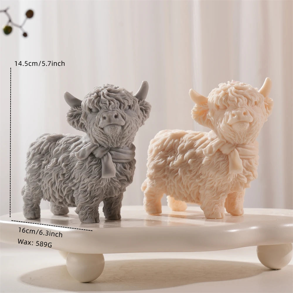 Standing cow diagram showing 14.5 cm height, 16 cm length and 589 g wax estimate