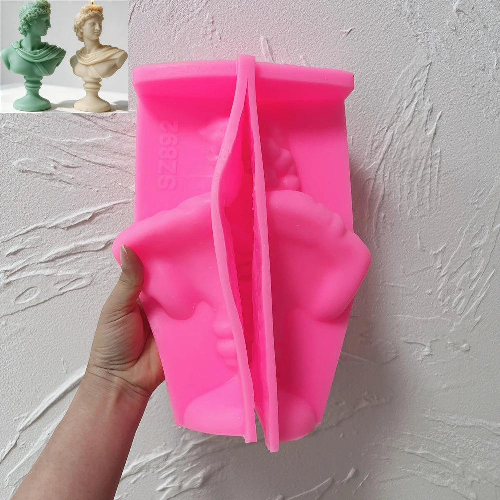 Pink silicone mold for the classical draped bust candle