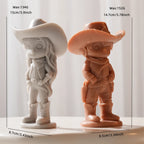 Western figure dimensions and wax estimates for cowgirl and cowboy