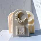 Three rounded arch castings with celestial and architectural details