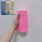 Pink sword-figure relief pillar silicone mold held in one hand