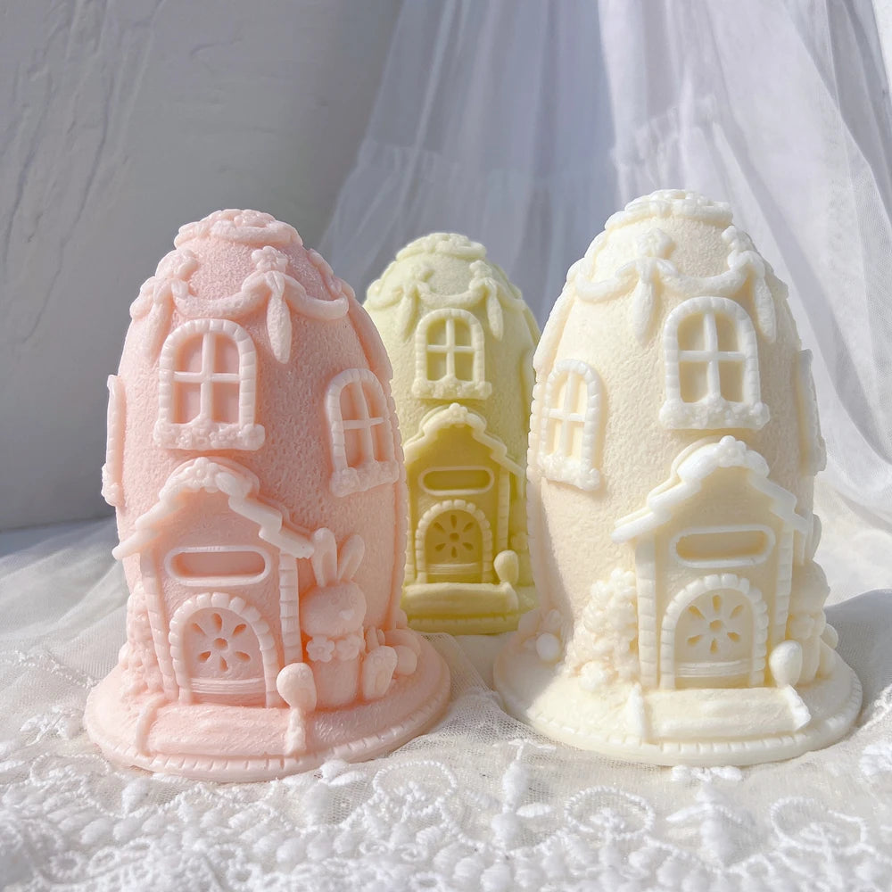 Pink and ivory cottage castings with bunny and egg details