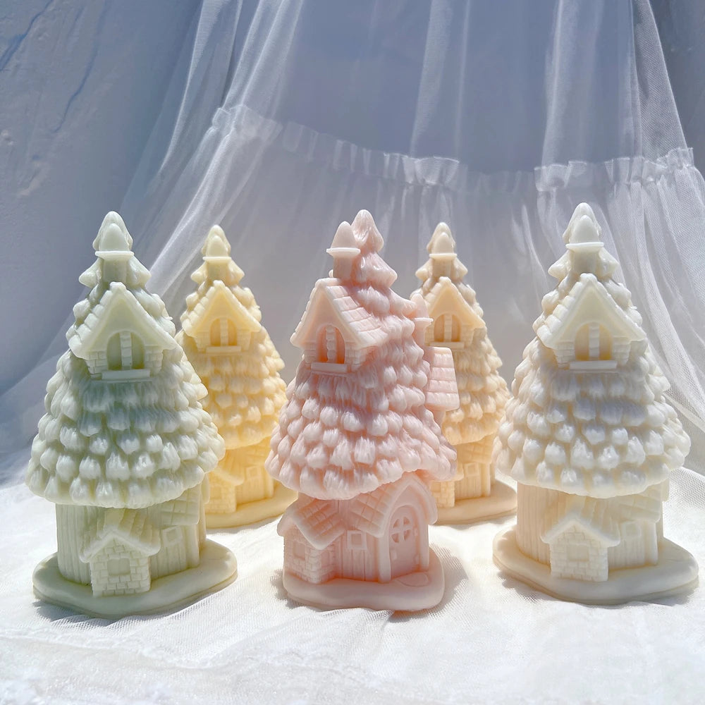 Pastel spruce tree cottage candle castings