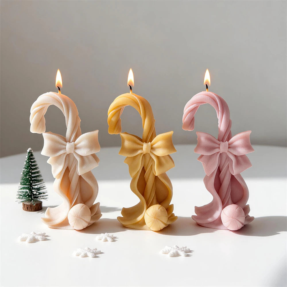 Cream gold and pink standing candy cane castings
