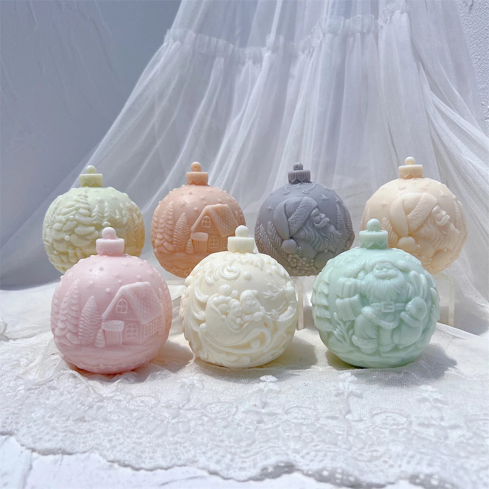 Christmas baubles with cottage character and village motifs