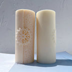 Smooth reverse beside a floral medallion pillar front