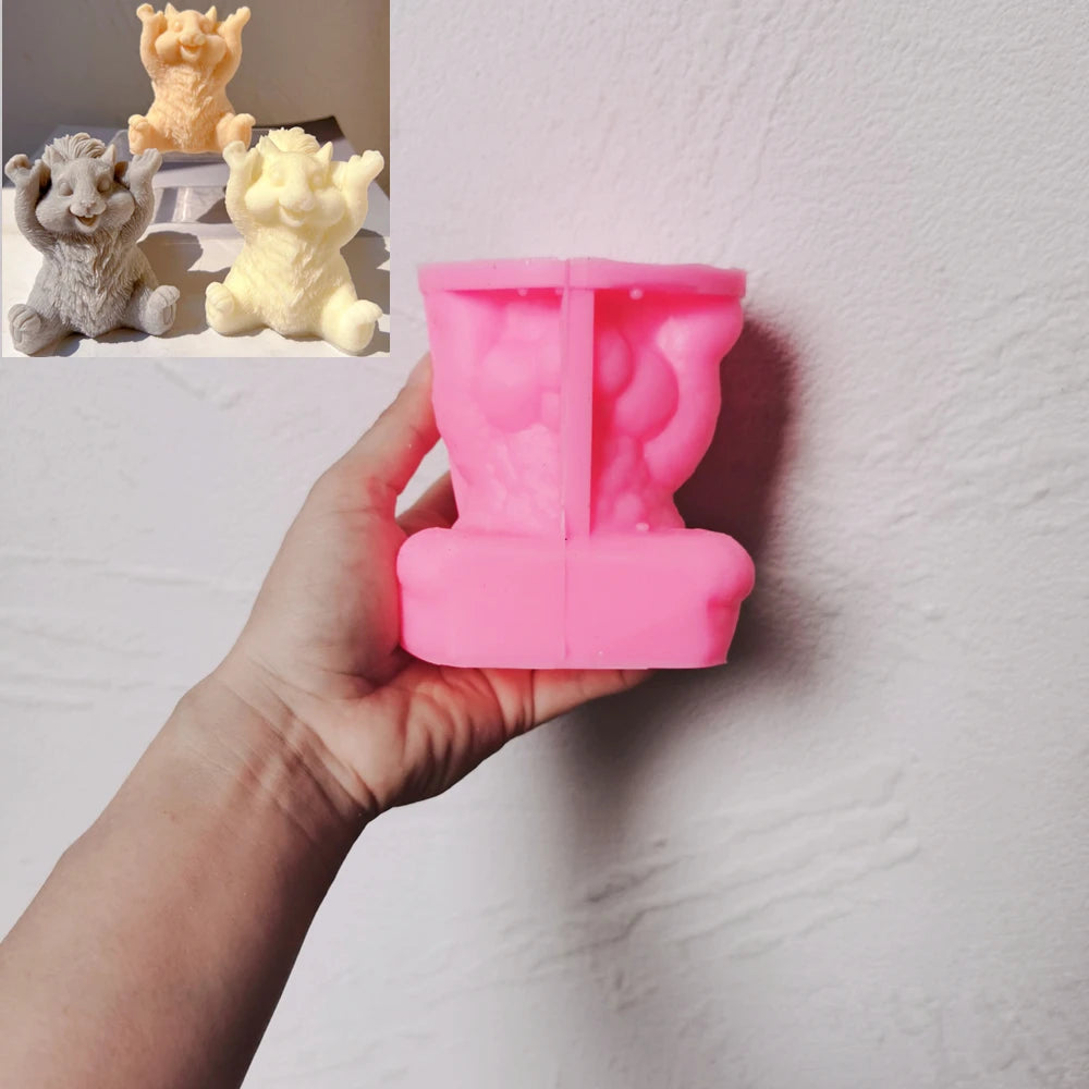 Pink silicone mold for squirrel option A with figure examples