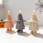 Angled view of three ghost castings with broad hat brims