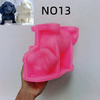 Pink silicone puppy mold labeled N013 showing muzzle and floppy ears