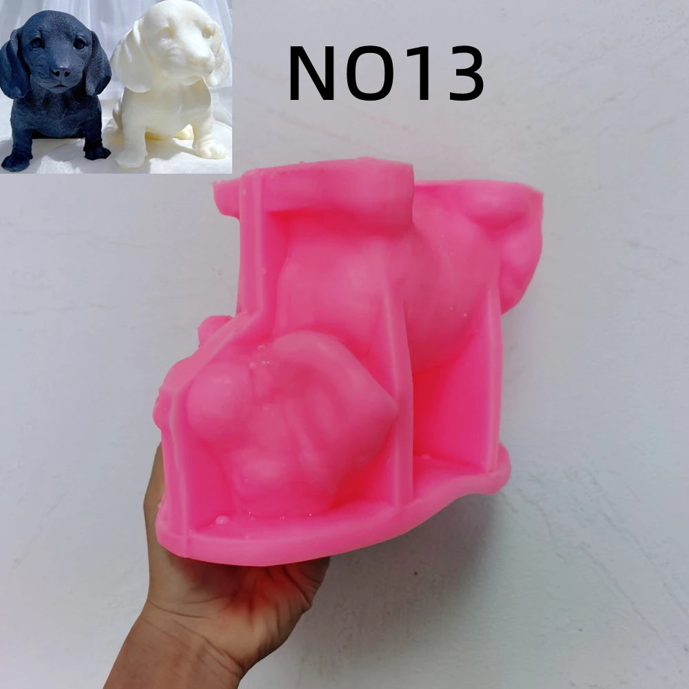 Pink silicone puppy mold labeled N013 showing muzzle and floppy ears