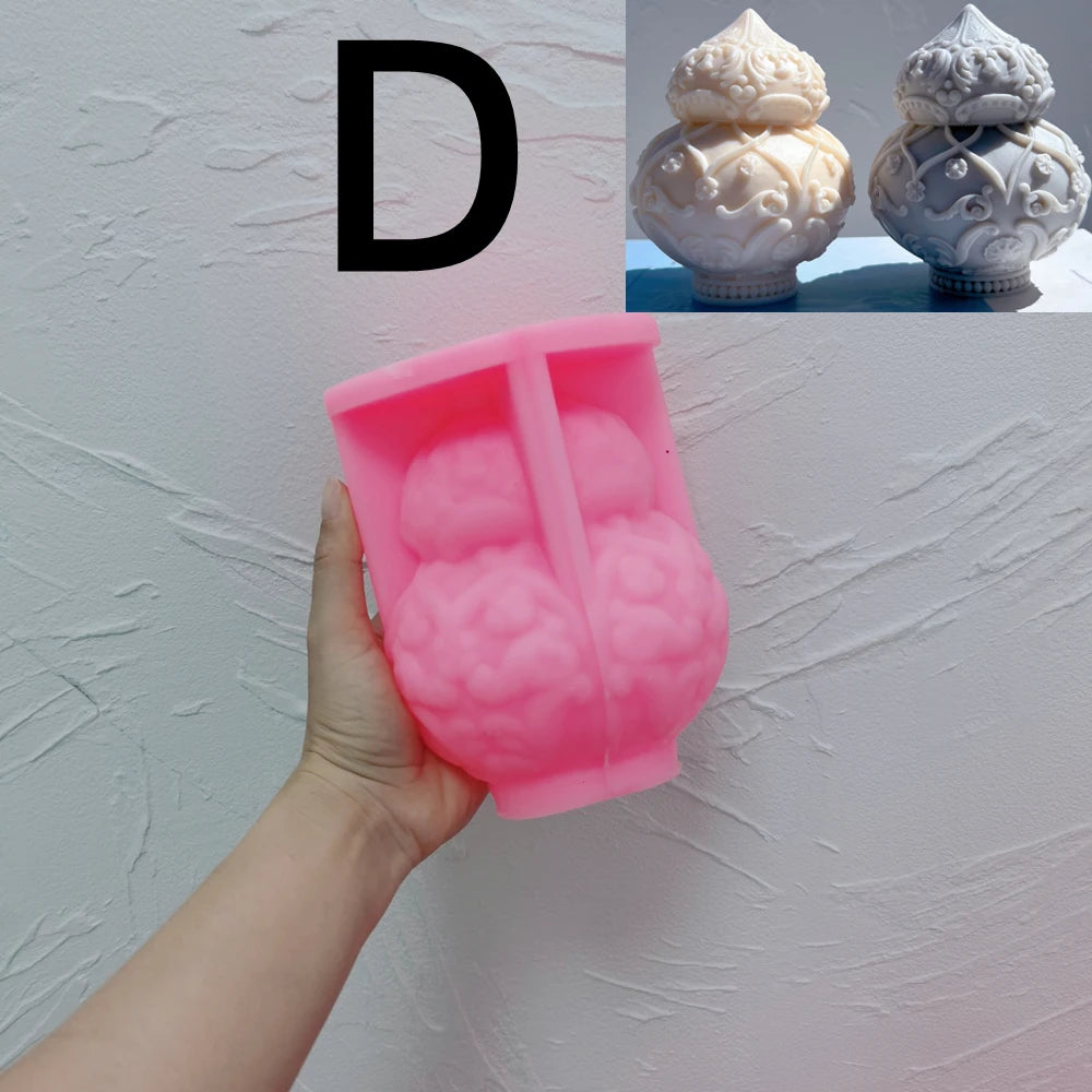 Pink silicone Floral Double Bulb D mold with rounded floral sections